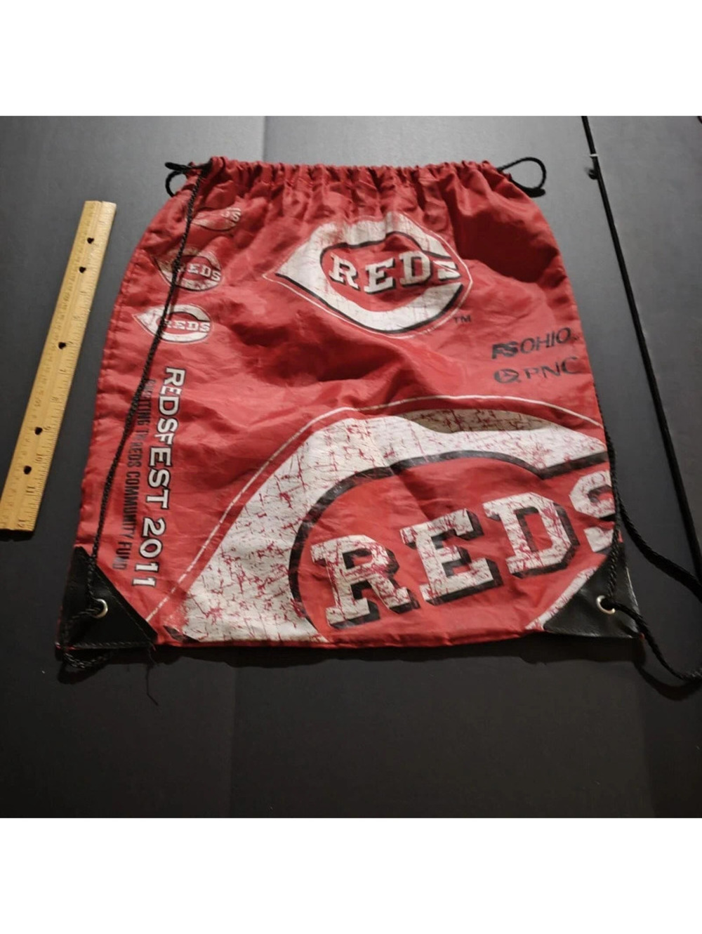 Cincinnati reds city connect black red logo redsfest 2011 drawstring bag